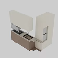 Modern Kitchen With Beige And Brown Cabinets Countertop Sink And Stove Hood