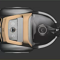 Modern Canister Vacuum Cleaner With Black And Beige Design Round Control Panel And Large Wheels