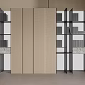 Modern Decorative Cabinet Design With Open Shelves Wooden Panels And Stone Accents