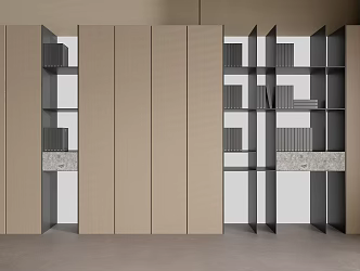 Solid Wood Decorative Cabinet Open Decorative Cabinet Metal Bookcase Solid Wood Wardrobe Books 3d model