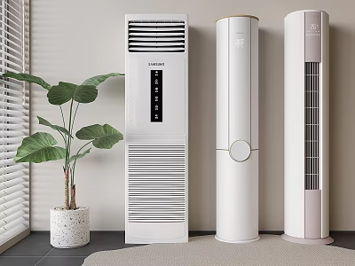 Vertical cylindrical air conditioner cabinet machine 3d model