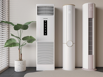 Vertical cylindrical air conditioner cabinet machine 3d model