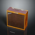 Fender Vintage Amplifier With Wooden Frame Brown Grill Cloth And Control Knobs As Electronic Appliance
