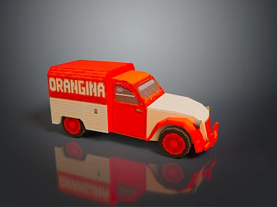 Orangina Brand Red And White Vintage Truck Model With Logo On Body 3d model