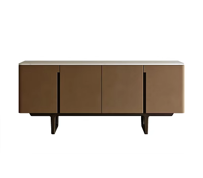 Modern Entryway Side Cabinet With Sleek Brown Finish And Sturdy Wooden Legs Design 3d model