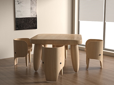 Modern children's table and chair combination 3d model