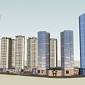 Modern Urban Architectural Complex Featuring High Rise Buildings And Glass Facades