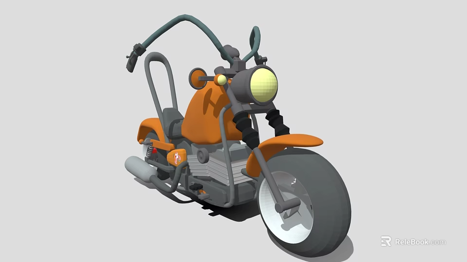 3D Model Orange and Gray Motorcycle With Round Headlight Stylish Body Design and Black Wheels 3d model 