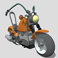 3D Model Orange and Gray Motorcycle With Round Headlight Stylish Body Design and Black Wheels