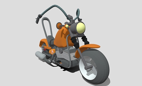 Modern cartoon motorcycle 3d model