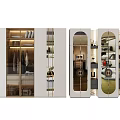 Elegant Modern Wardrobe with Glass Doors Metal Frames Multi-layer Storage and Built-in Lighting