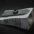 Vintage Metal Pencil Sharpener With Gray Casing Round Knob And Textured Surface