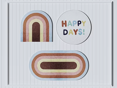 Round Rug With Rainbow Stripes And Happy Days Text Design In Colorful Pattern 3d model Round Rug With Rainbow Stripes And Happy Days Text Design In Colorful Pattern 3d model