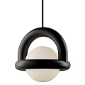 Modern Pendant Light Design With Blue Ring Structure and White Spherical Shade 3d model