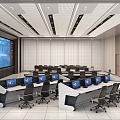 Video monitoring room of command and control center 3d model