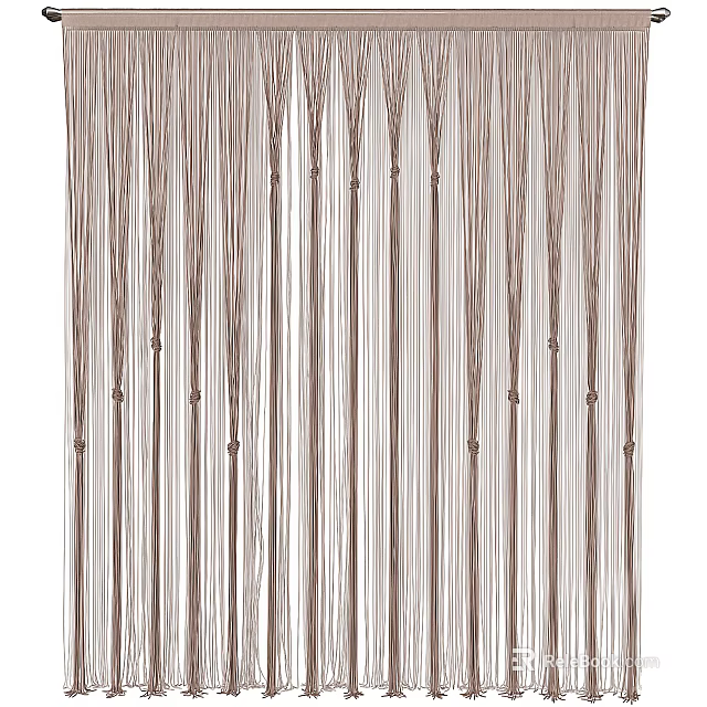 Light Brown Beaded String Curtain with Nylon Material for Modern Home Decor 3d model 