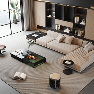 Simple sofa and coffee table combination 3d model