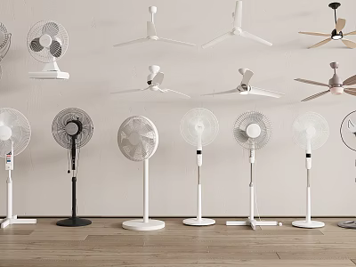 Modern Air Conditioner Fan Types With Different Designs For Home Interior Cooling 3d model