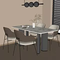 Modern Simple Dining Table and Chair 3d model