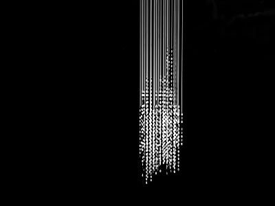 Contemporary Hanging White Vertical Lines Decorative Art on Black Background 3d model
