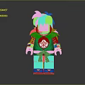 Detailed Anime LEGO Character In Orange Green Outfit With Mythical Creature Companion