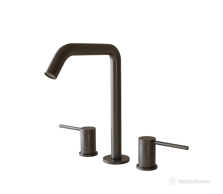 Modern Oil Rubbed Bronze Two Handle High Arc Bathroom Faucet Fixture Design 3d model 