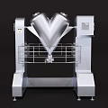 Industrial V-type Mixer with Silver Conical Containers Metal Stand and Safety Guardrail