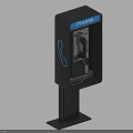Public Phone Booth With Telephone Handset Dial Pad And Phone Sign Metal Structure