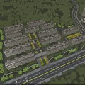 Aerial Planning of Residential Community with Multi Story Buildings Green Landscape and Roads