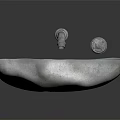 Metallic Hand Basin With Irregular Shape Curved Faucet And Control Knob