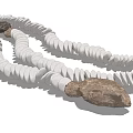 White Spiral Wooden Structure Decorated with Dark Stone Elements in Natural Design