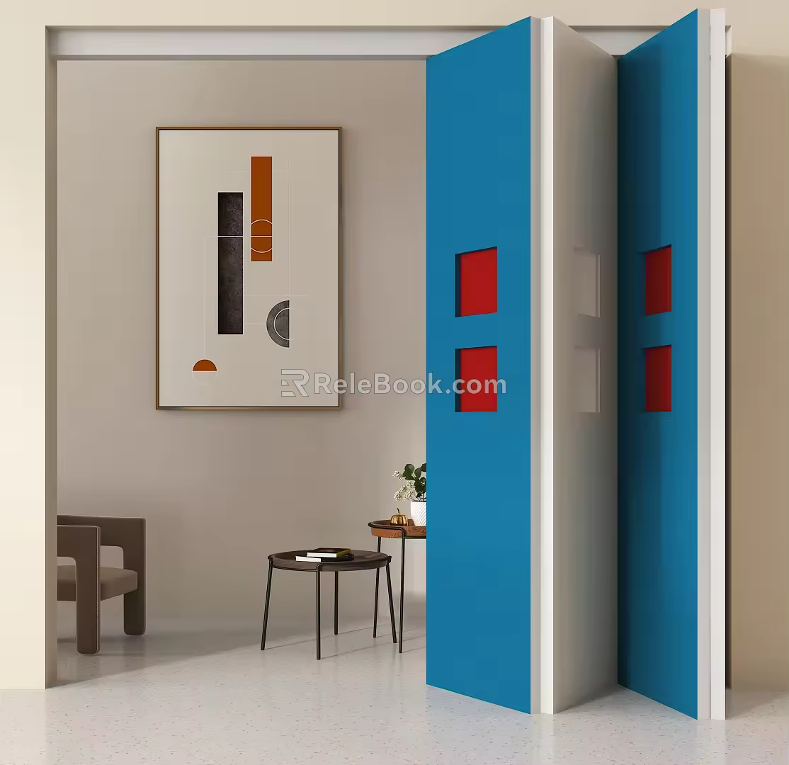 Modern folding door dopamine folding door 3d model
