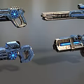 Science Fiction Gun A Group of Pistols Cyberpunk Gun Game Gun Low Face Number Low Model Simple Model Game Sub-era Movie and TV Level Super Realistic High Precision 3d model