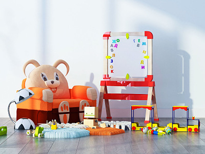 Modern children's chair toy combination model