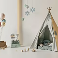 Adorable Kids Teepee Tent With Balloons Blocks Stuffed Bear And Star Snowflake Decorations