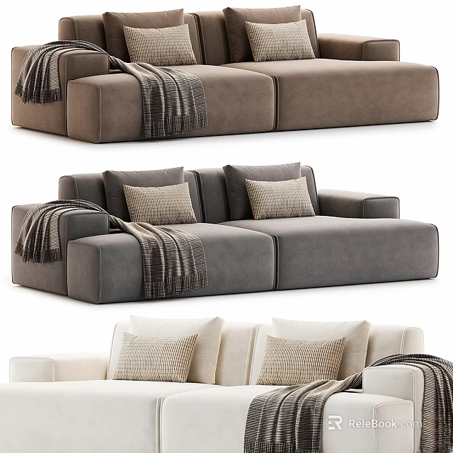 Elegant Modern Sectional Sofa Set With Decorative Pillows And Throw Blankets 3d model