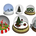 Decorative Snow Globe Ornament Set with Christmas Tree Snowman Candy and Festive Scenes