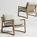 Modern Single Sofa With Wooden Frame And Light Linen Cushion For Living Room Decor