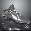 Silver High Top Sneakers with Laces Reflective Sole and Ring Accessory Design 3d model