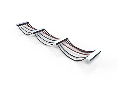 Three White Electronic Cables With Black Red Wires Curved Arrangement 3d model