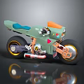 Unique Green Concept Motorcycle With Blue Seat Orange Accents Alloy Wheels And Exhaust Design