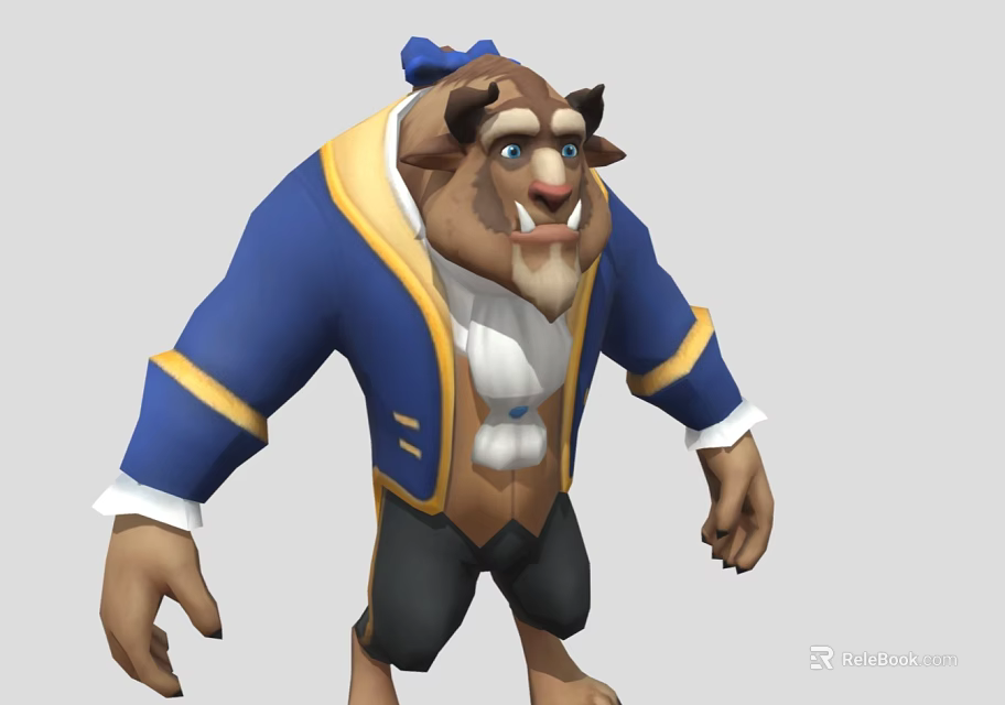 Beast Fantasy Game Movie Character Wearing Blue Coat Yellow Trim White Shirt Black Pants 3d model 