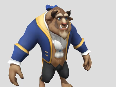 Beast Fantasy Game Movie Character Wearing Blue Coat Yellow Trim White Shirt Black Pants 3d model