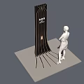 Modern Commercial Equipment Vertical Striped Display Stand With Human Figure Model For Retail