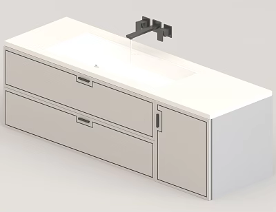Modern Bathroom Vanity With White Countertop Black Faucet Drawers And Cabinet 3d model