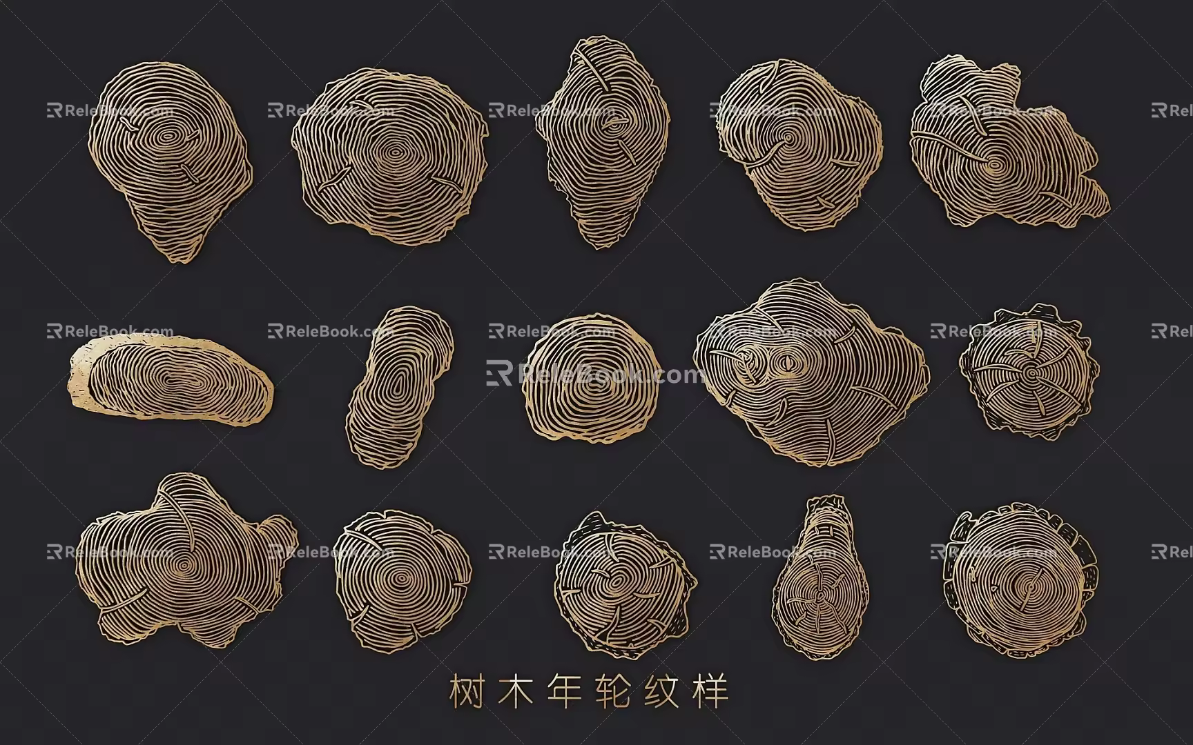 tree ring cross section texture wood grain openwork carving 3d model
