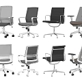 Various Office Chairs With Mesh Padded Backs Gray Black Beige Colors And Swivel Wheels