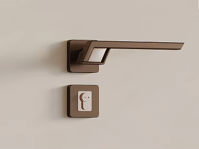 Modern Door Handle with Square Lock Plate Mounted on Light Colored Wall 3d model