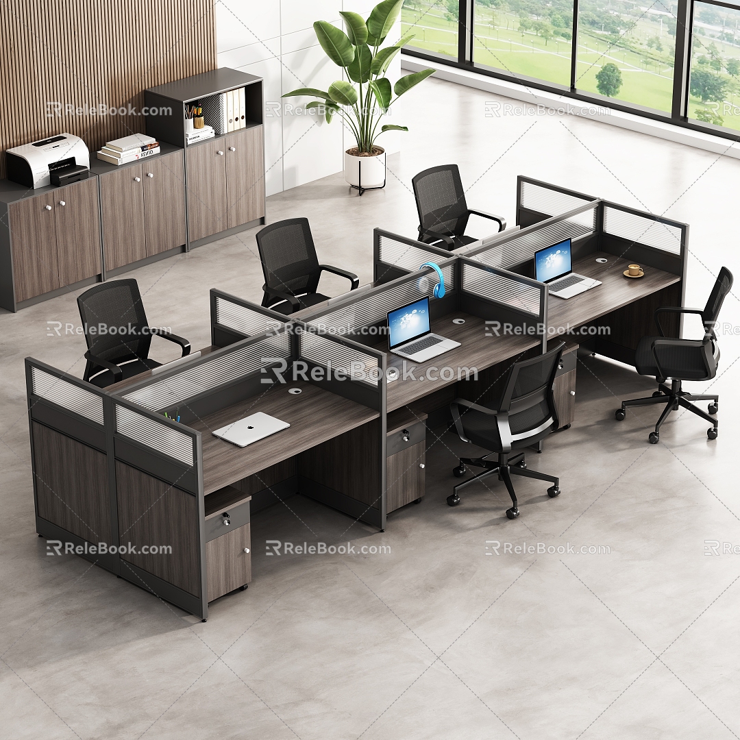 Modern Simple Office Staff Desk Staff Desk Staff Chair Office Cabinet 3d model