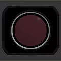 Professional Black Camera Lens Featuring Red Glass Square Hood And Reflective Surface